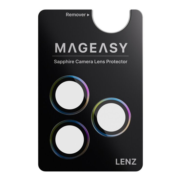 MAGEASY Bright M 不發黃軍規磁吸透明殼 iPhone 17 Pro(午夜磁圈) + 鏡頭保護貼Lenz(炫彩) + Vetro 9H 鋼化玻璃保護膜