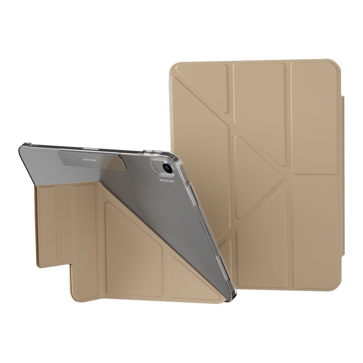 MAGEASY Facet 全方位支架透明背蓋保護套 適用於 2024 iPad Air 11吋 2025 M3 / 2024 M2 奶茶色
