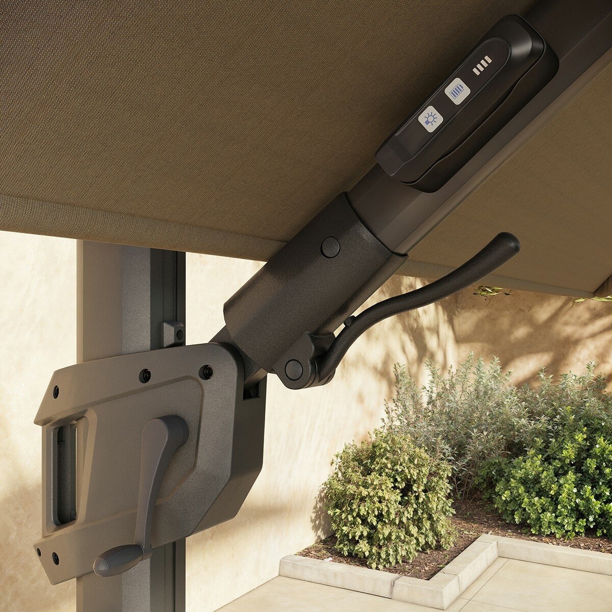 ATLeisure 10 呎戶外方形遮陽傘 附傘座 棕色