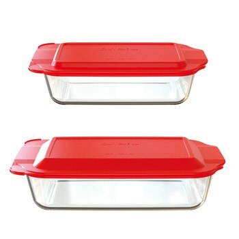Pyrex 玻璃烤皿含蓋共4件組 容量:4.5&2.8公升各一組 Pyrex 玻璃烤皿含蓋共4件組 容量:4.5&2.8公升各一組