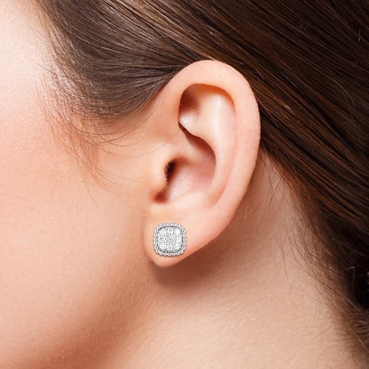 0.30 克拉 14K白K金 圓形鑽石耳環 VS2/I