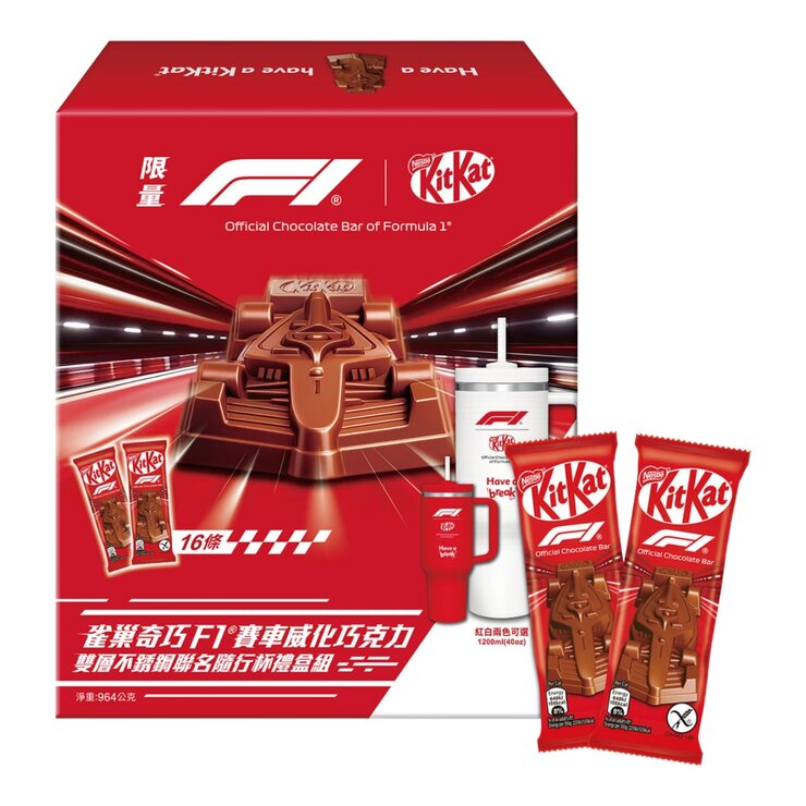 雀巢奇巧 F1 賽車巧克力+不鏽鋼隨行杯禮盒組 29公克 X 16入 雀巢奇巧 F1 賽車巧克力+不鏽鋼隨行杯禮盒組 29公克 X 16入