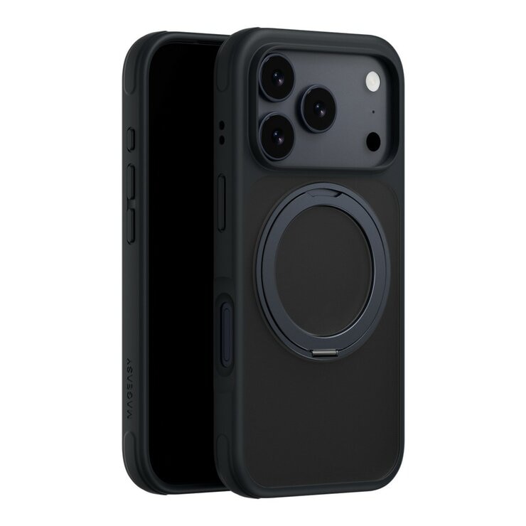 MAGEASY MagStand 360 M 磁吸旋轉支架防摔手機殼 iPhone 17 Pro(午夜) + 鏡頭保護貼Lenz(午夜) + Vetro 9H 鋼化玻璃保護膜