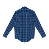 Kirkland Signature 科克蘭 男長袖彈性涼感免燙襯衫 深藍格紋 領圍 15/15.5吋 X 袖長 32/33吋