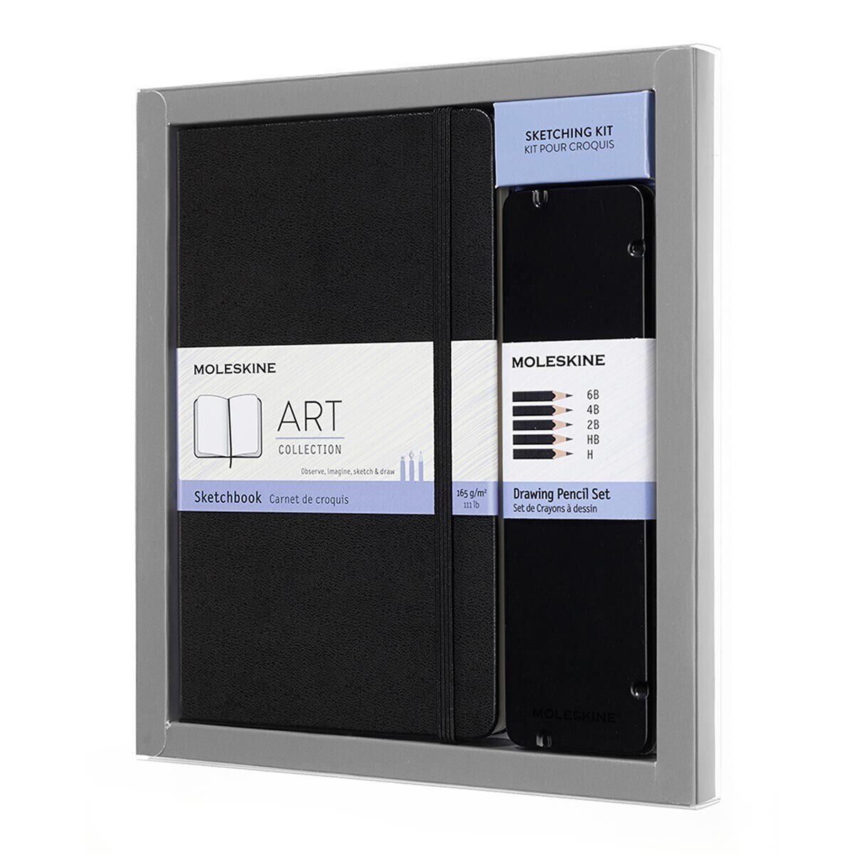 Moleskine 藝術系列素描畫冊組素描本L型黑+ 素描鉛筆組 Costco 好市多