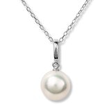 Tokyo Pearl 鉑金 8.5公釐 - 9.0公釐 Akoya 珍珠鑽石項鍊