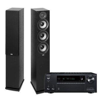 ONKYO ELAC 兩聲道立體組合 TXNR696+DF52+D1C1018 Excellence 喇叭線6M