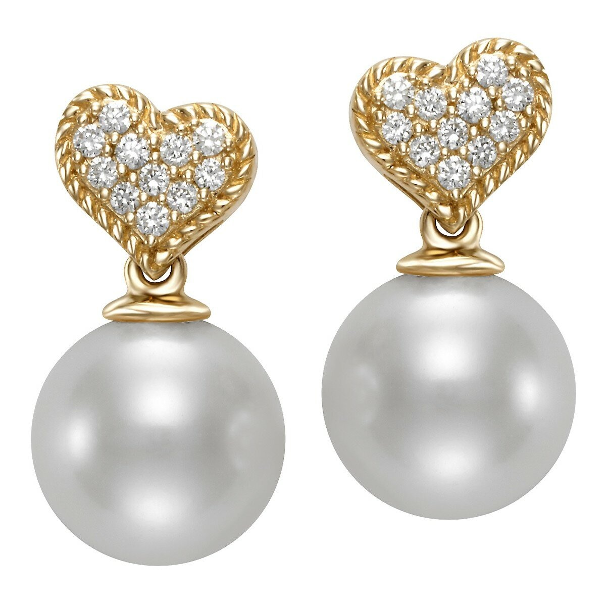 0.08克拉 14K黃K金 鑽石珍珠耳環