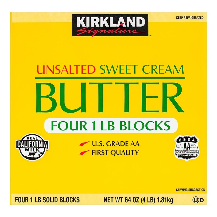 科克蘭 冷藏無鹽奶油 453公克 X 4入