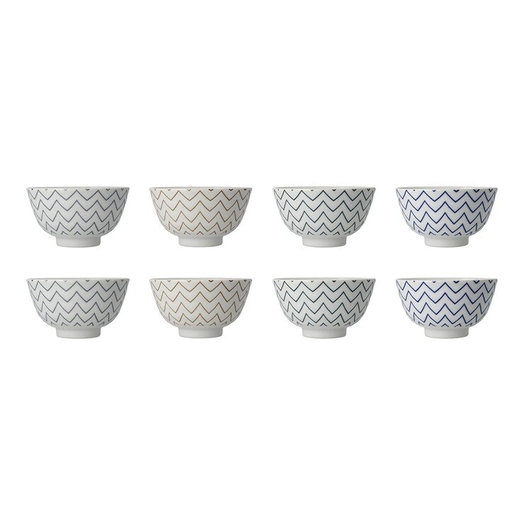 Minoyaki 日本製美濃燒飯碗 8件組 幾何