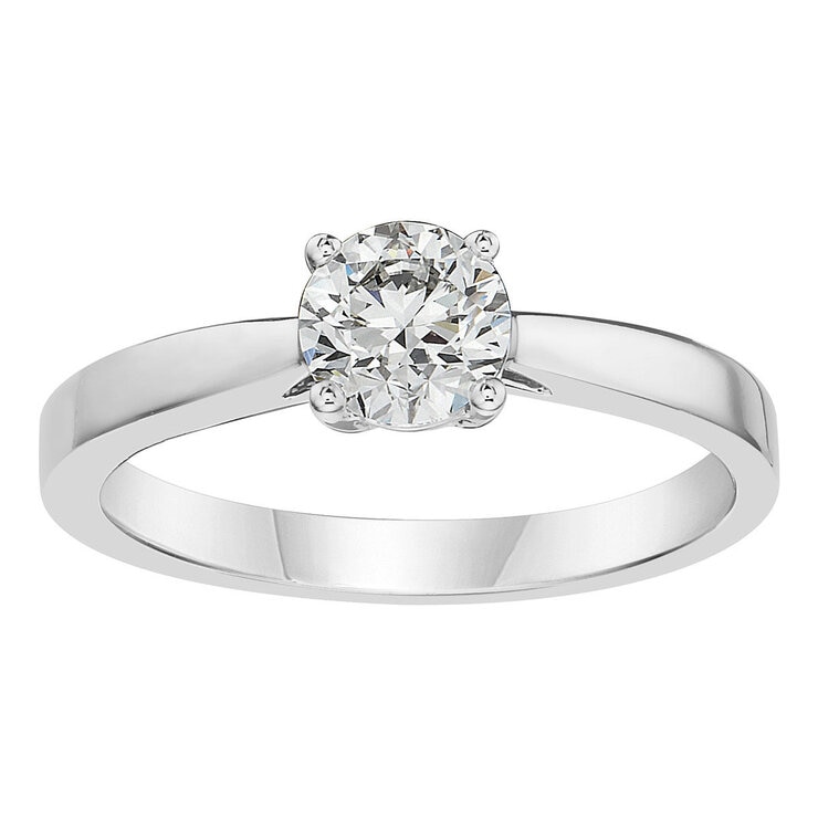 0.80克拉 18K白K金 圓形鑽石戒指 VS2/I