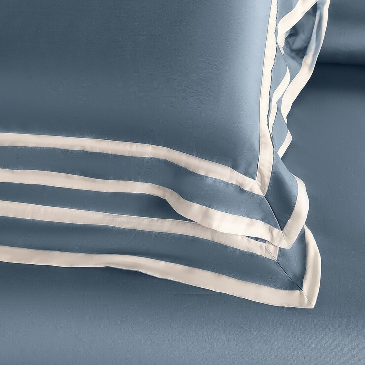 Don Home 萊賽爾素色雙人加大被套床包六件組 182公分 X 190公分 霧藍