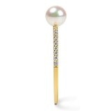 Tokyo Pearl 18K黃K金 5.0公釐 - 5.5公釐 Akoya 珍珠鑽石戒指