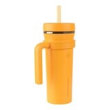 ThermoFlask 不鏽鋼吸管隨行杯附提把 950毫升 X 2件組 橘 + 粉