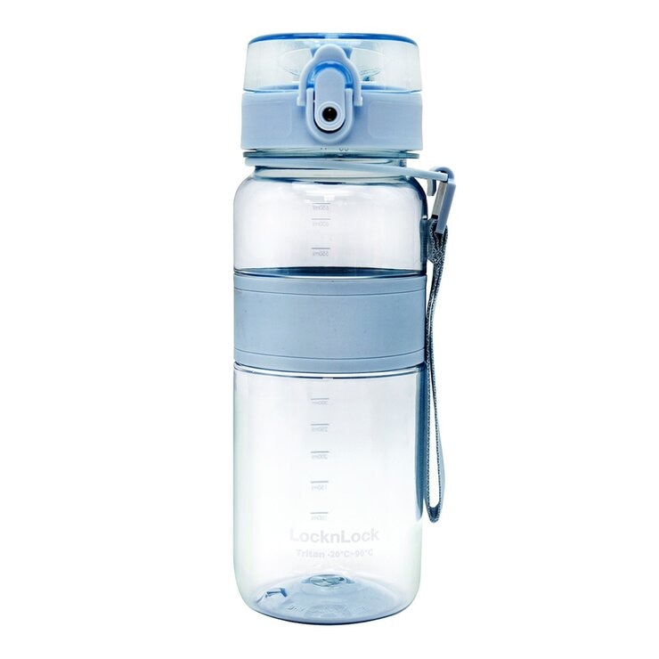樂扣樂扣 Tritan 彈蓋提帶冷水壺 X 2件組 650毫升 雲彩藍 + 1000毫升 迷霧灰
