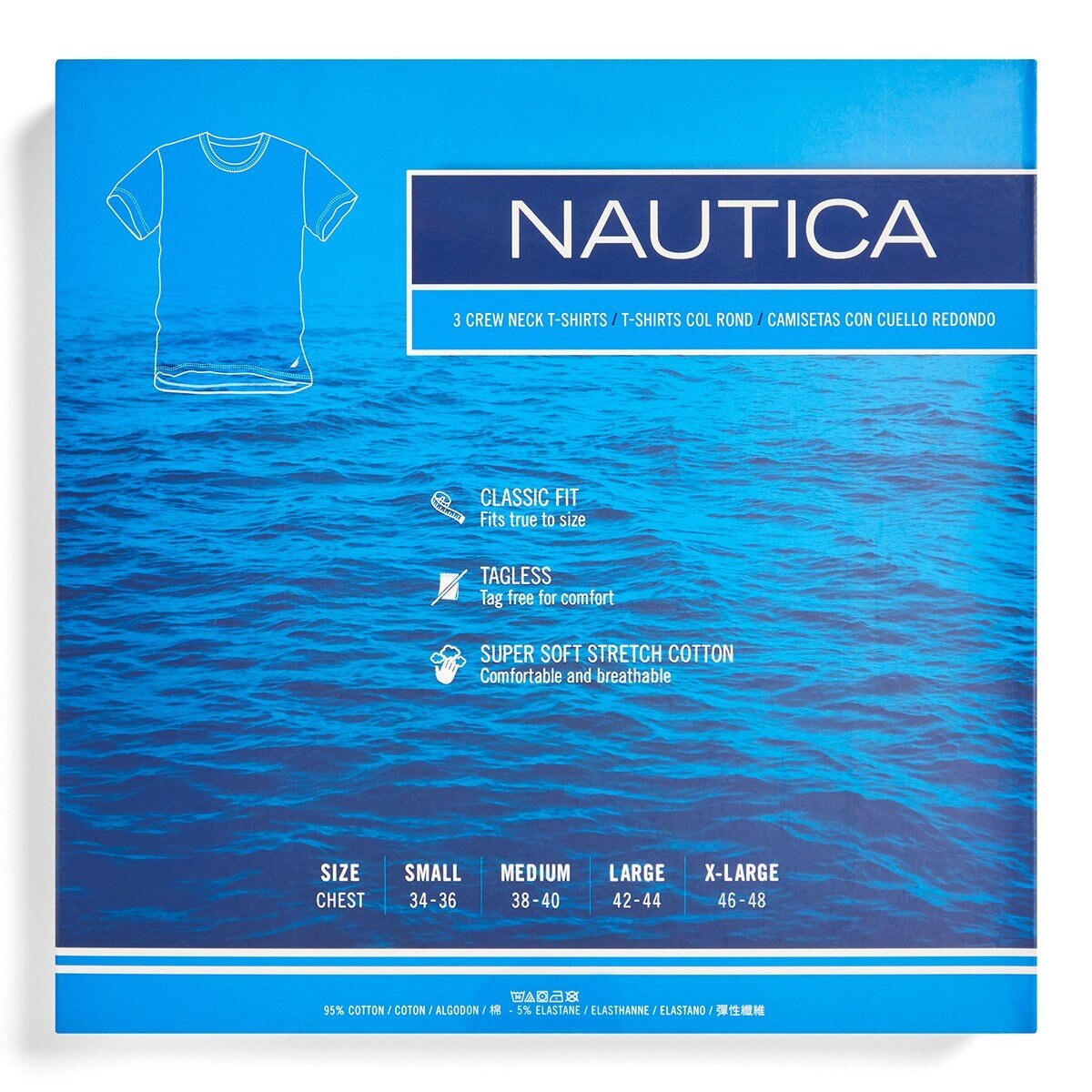Nautica 男圓領短袖T恤三入組 白色/灰色組 L