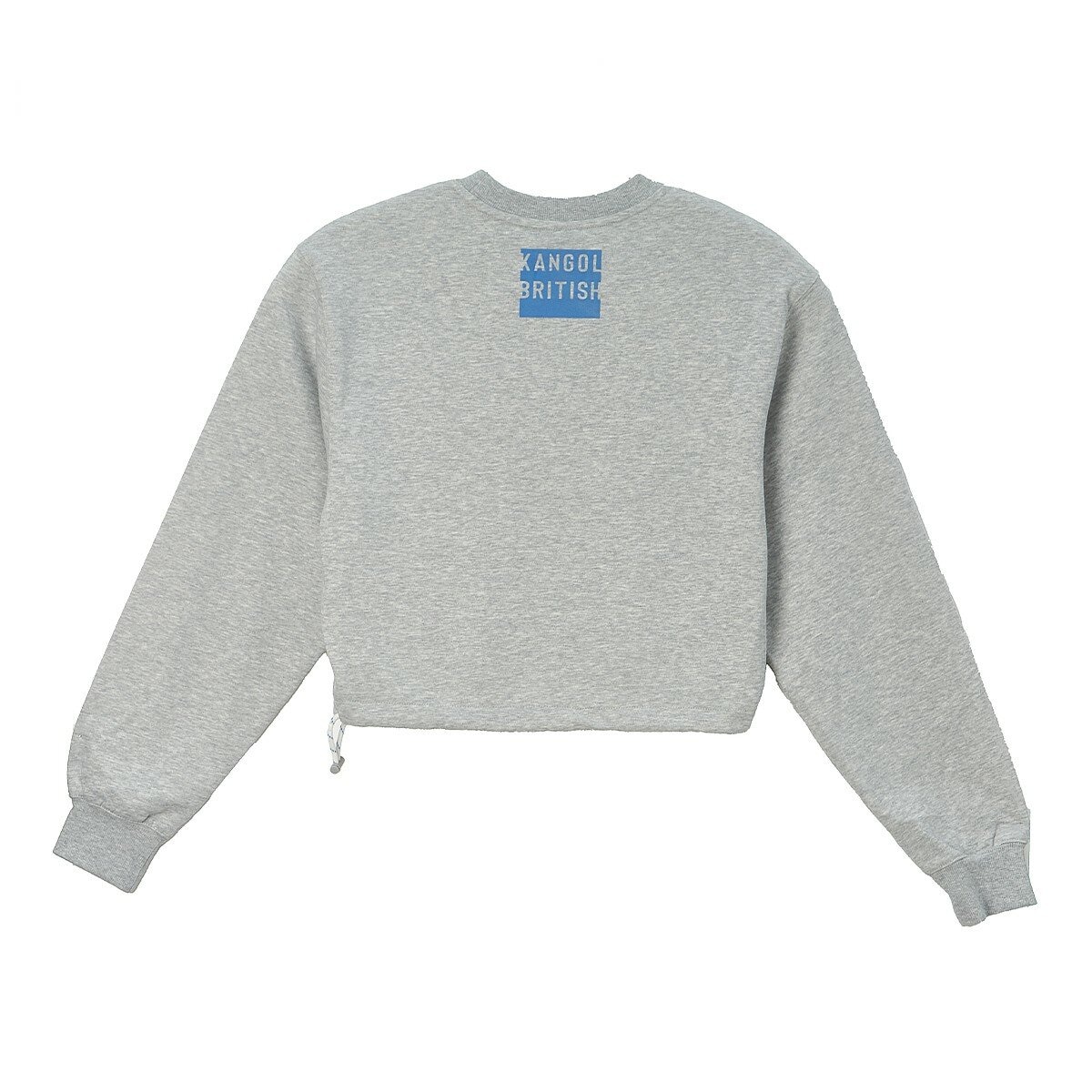 KANGOL 女長袖短版抽繩上衣 灰