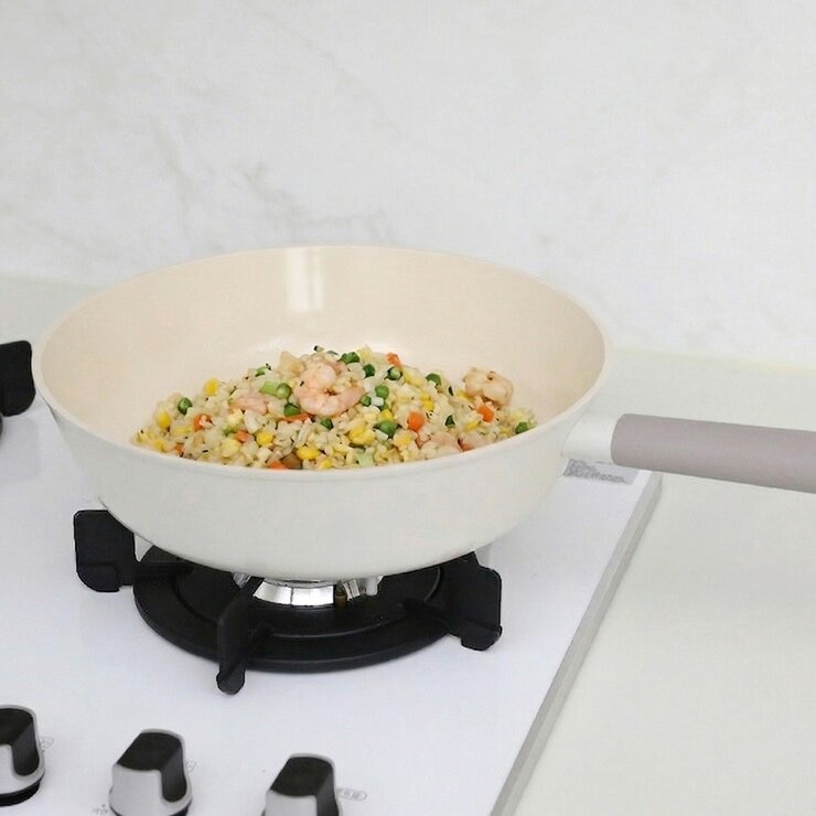 Neoflam 陶瓷不沾塗層鍋具 含玻璃上蓋 3件組 白