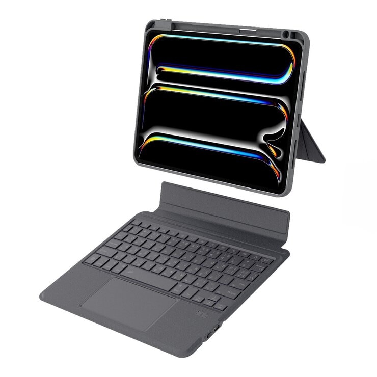 eiP Magnetix 防摔磁吸可拆式藍牙無線鍵盤保護殼 含觸控板 迷霧黑快捷版 適用於 iPad Pro11吋 M4 2024