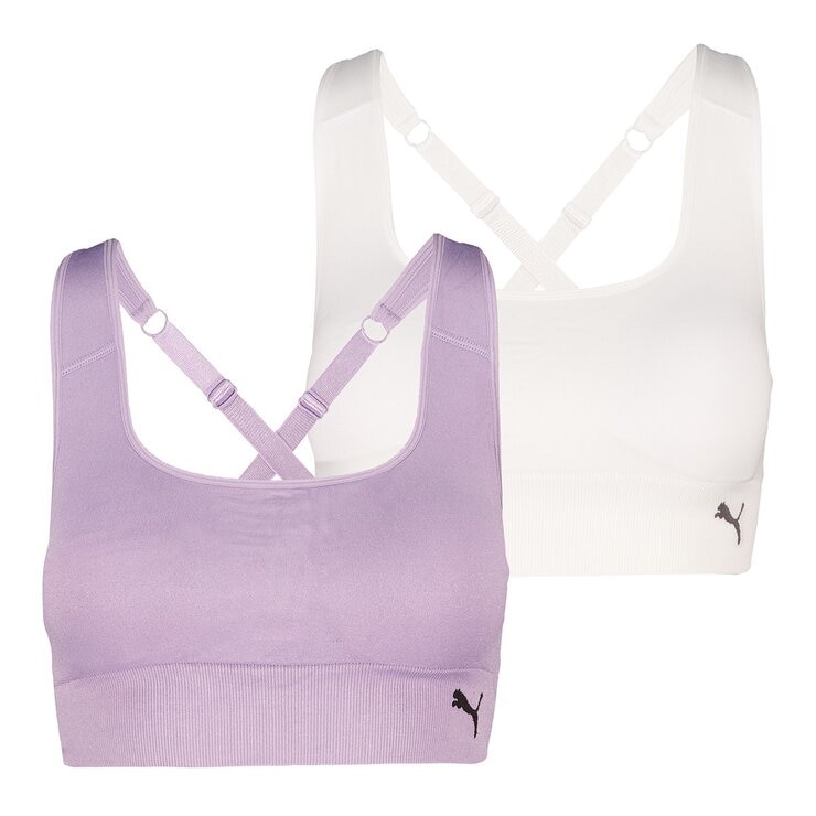 Puma 女運動內衣 X 2件組 M 紫 & 白 Puma 女運動內衣 X 2件組 M 紫 & 白