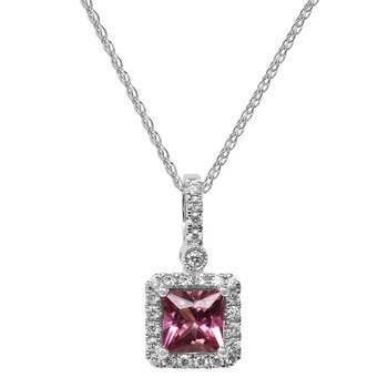 0.13克拉 粉碧璽石鑽石項鍊 VS2/I