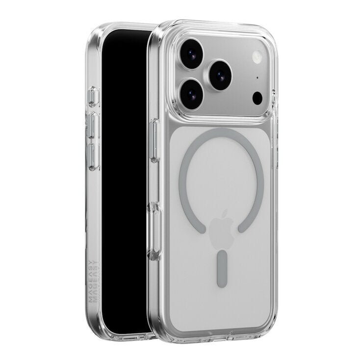 MAGEASY Bright M 不發黃軍規磁吸透明殼 iPhone 17 Pro(迷霧磁圈) + 鏡頭保護貼Lenz(珊瑚) + Vetro 9H 鋼化玻璃保護膜