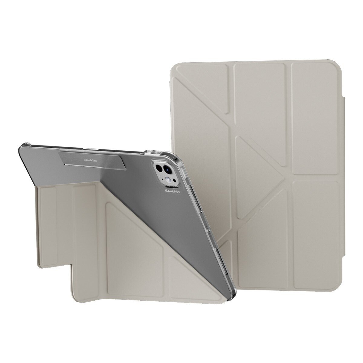 MAGEASY Facet 全方位支架透明背蓋保護套 2024 iPad Pro 11吋 星光灰