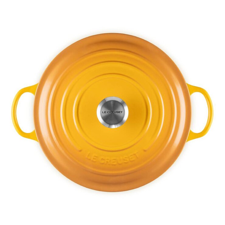 Le Creuset 媽咪鑄鐵鍋 含鋼頭鍋蓋 28公分 杏桃黃