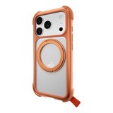 MAGEASY Odyssey Stand M 超軍規防摔磁吸支架手機殼 iPhone 17 Pro(珊瑚) + 鏡頭保護貼Lenz(白色) + Vetro 9H 鋼化玻璃保護膜