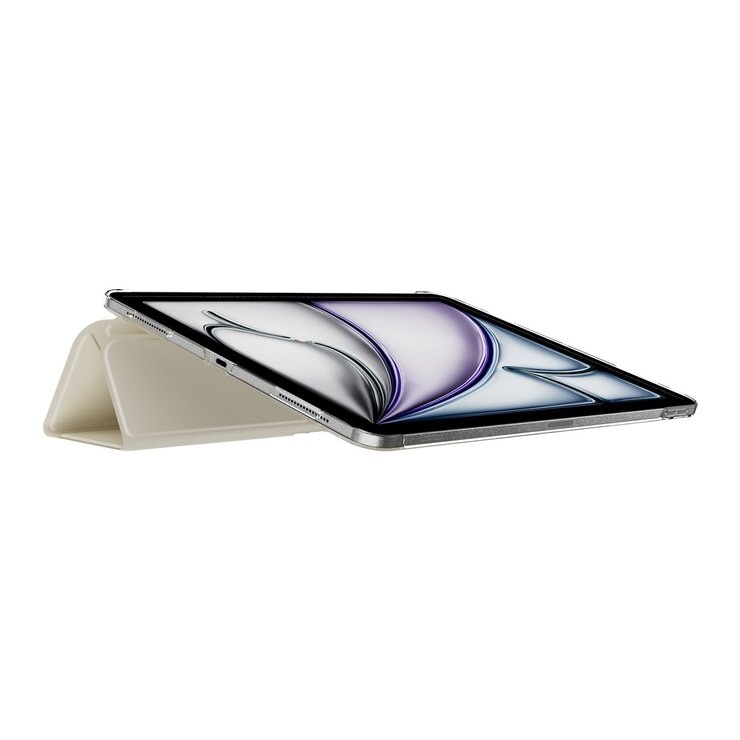 MAGEASY Facet 全方位支架透明背蓋保護套 適用於 2024 iPad Air 13吋 2025 M3 / 2024 M2 星光白
