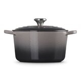 Le Creuset 雙耳圓形鑄鐵深圓鍋 含鋼頭鍋蓋 24公分 燧石灰