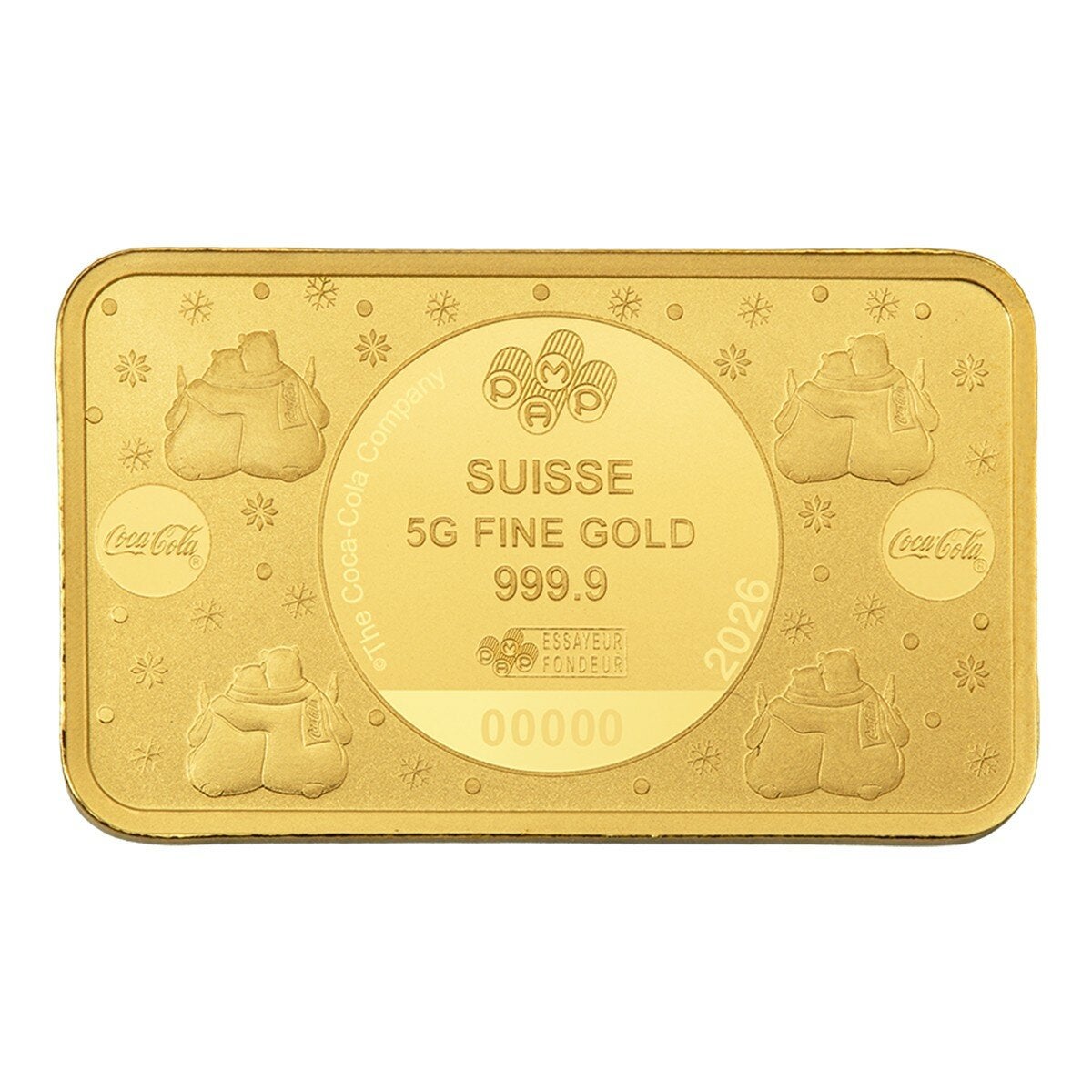 PAMP 可口可樂北極熊 黃金條塊 999.9純金 5公克 PAMP 可口可樂北極熊 黃金條塊 999.9純金 5公克