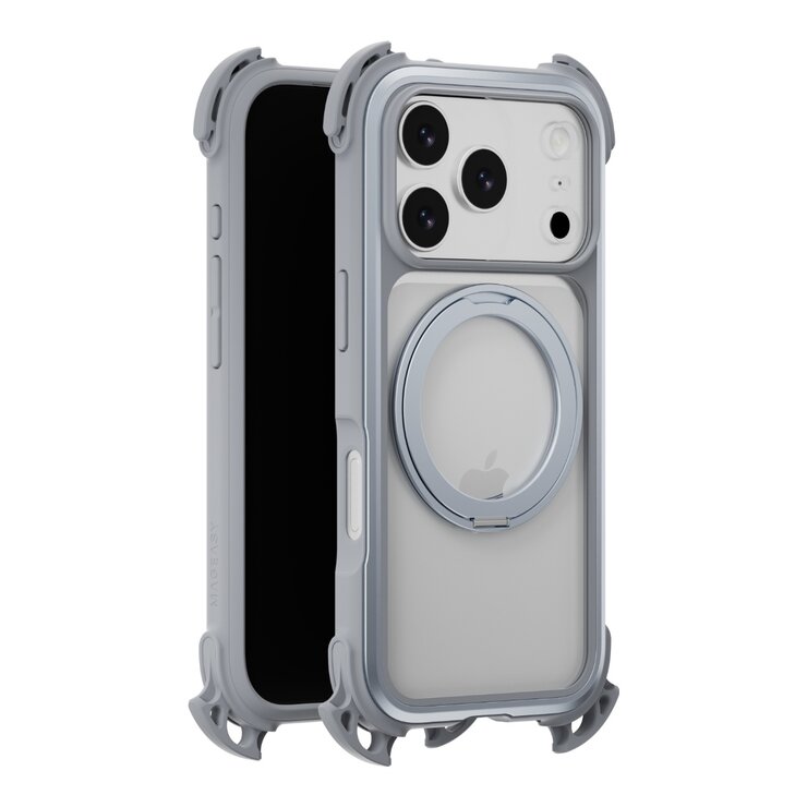 MAGEASY Odyssey Ultra M 終極防摔磁吸支架掛繩手機殼 iPhone 17 Pro(迷霧/岩石灰) + 鏡頭保護貼Lenz(迷霧) + Vetro 9H 鋼化玻璃保護膜