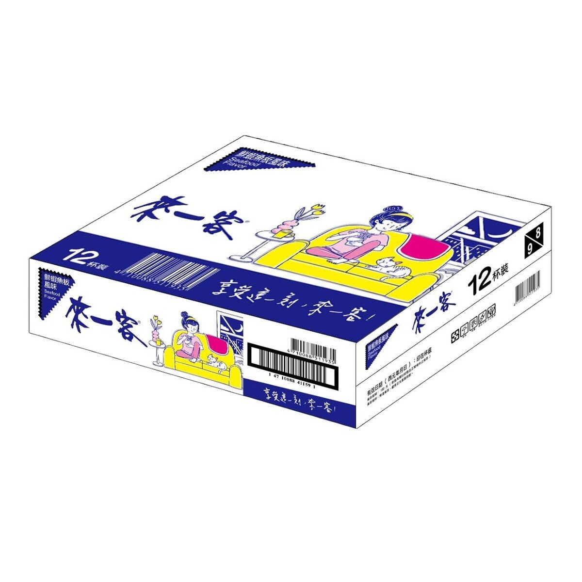 來一客杯麵 鮮蝦魚板風味 63 公克 X 12 入