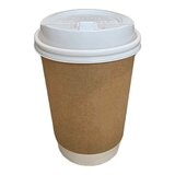 牛皮雙層紙杯 355毫升 X 1000入 + 熱杯蓋 (白) 355毫升 X 1000入