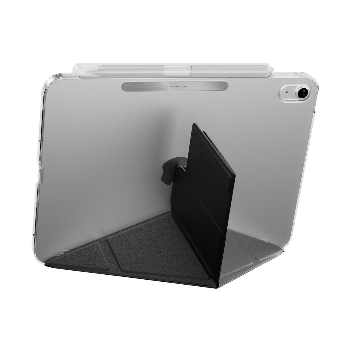MAGEASY Facet 全方位支架透明背蓋保護套 (筆槽款) 適用於 2022 iPad 10 & 2025 iPad A16 黑色