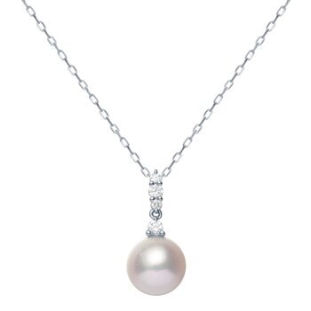 Tokyo Pearl 0.07克拉鑽石7.5公釐 - 8.0公釐18K白K金 Akoya珍珠項鍊