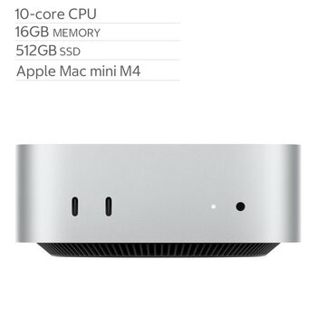 Apple Mac mini Apple M4晶片 配備10 核心 CPU 10 核心 GPU 16GB 512GB SSD
