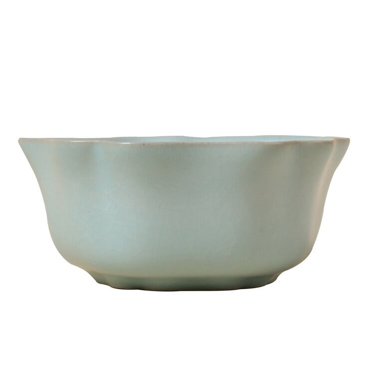 陸寶 汝窯五瓣皿 2件組