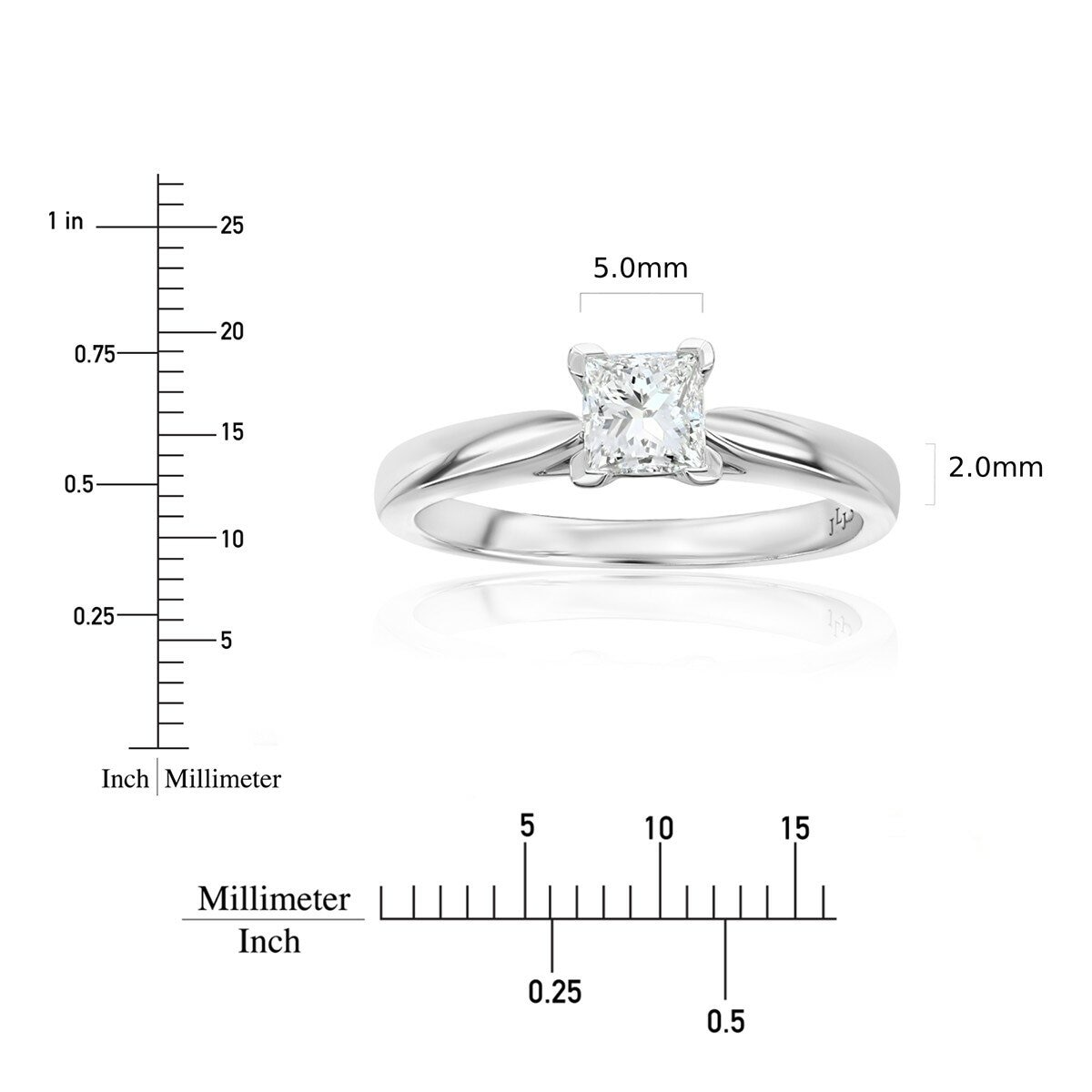 0.50克拉 方形鑽石戒指 VS2/I