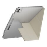 MAGEASY Facet 全方位支架透明背蓋保護套 (筆槽款) 適用於 2024 iPad Pro 11吋 星光白