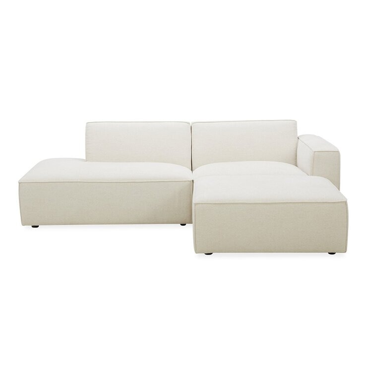 Aiden & Ivy 布面可移動式沙發附腳凳 米