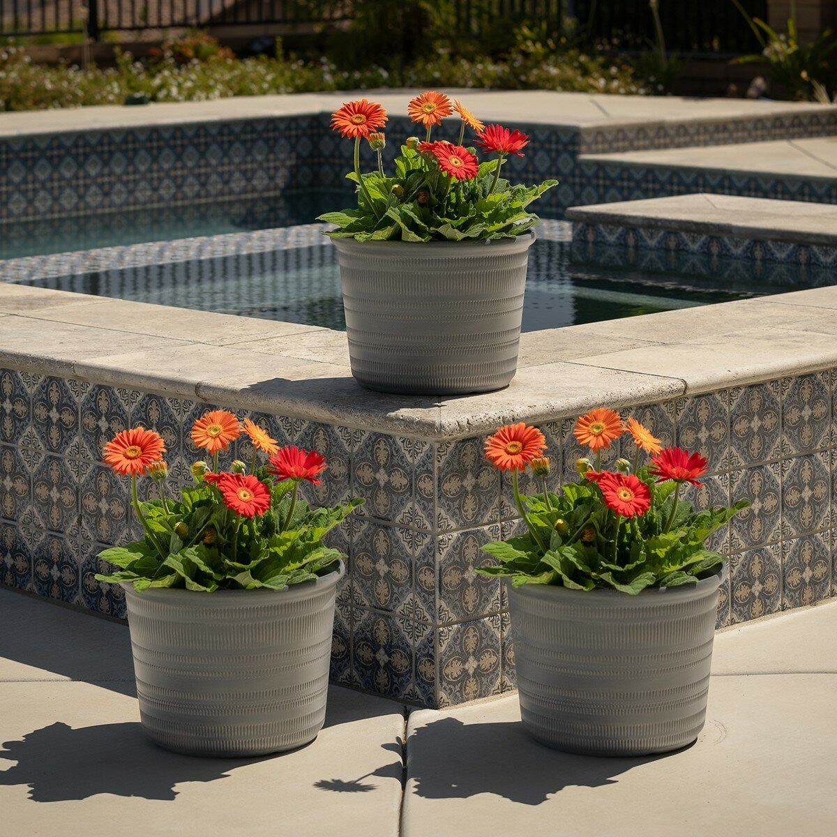 塑膠花盆 3件組 灰色