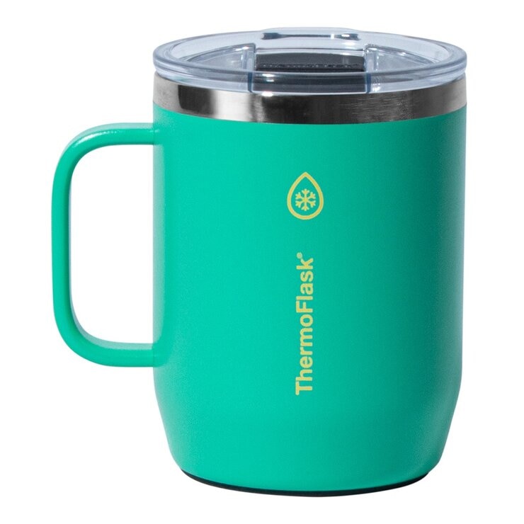 ThermoFlask 不鏽鋼保冷保溫馬克杯 474毫升 + 355毫升 紫 + 綠