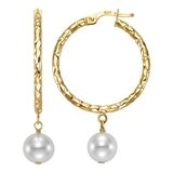 淡水珍珠耳環 14K黃K金 8公釐-8.5公釐