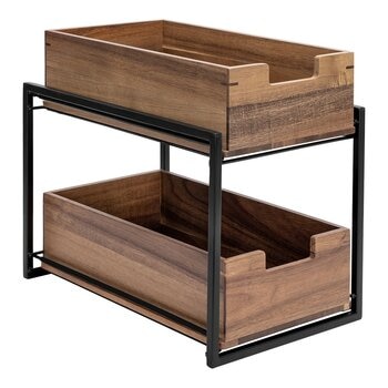 Seville Classics 雙層木製抽屜式置物籃架