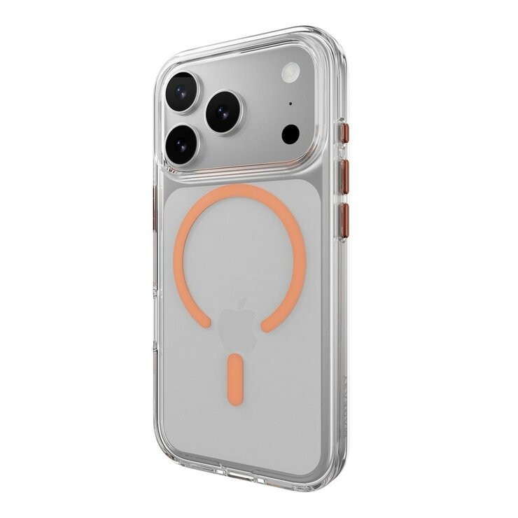 MAGEASY Bright M 不發黃軍規磁吸透明殼 iPhone 17 Pro(珊瑚磁圈) + 鏡頭保護貼Lenz鈦合金(鈦白) + Vetro 9H 鋼化玻璃保護膜