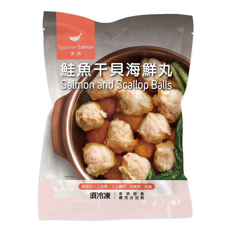 美威 冷凍鮭魚干貝海鮮丸 1050公克 X 2入