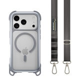 MAGEASY Odyssey Strap M 超軍規防摔掛繩手機殼 iPhone 17 Pro(迷霧/高冷灰) + 鏡頭保護貼Lenz(午夜) + Vetro 9H 鋼化玻璃保護膜