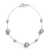 Tokyo Pearl 18K白K金 6.0公釐 - 6.5公釐 Akoya 珍珠鑽石手環